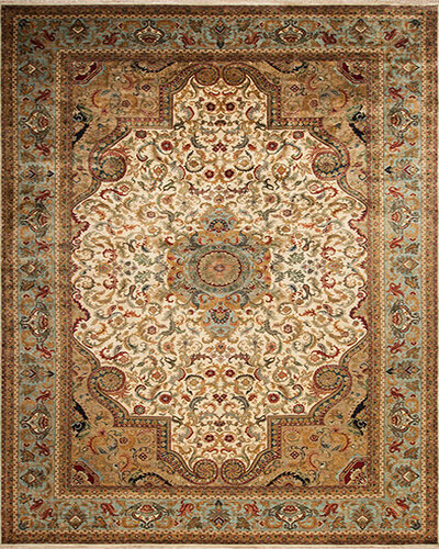 155267 Golden Age <br> Jewel Ivory/Blue 12.1 X 18.4